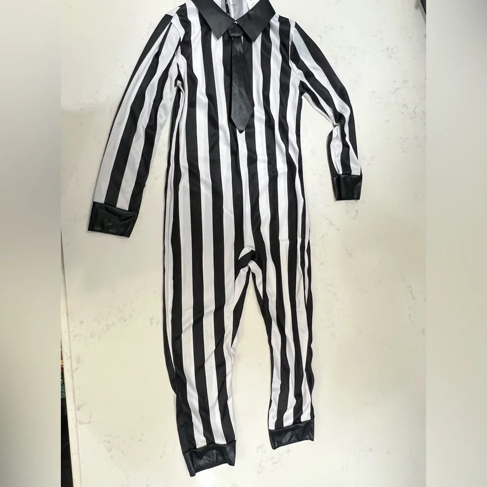 Black and White Striped Costume Jumpsuit